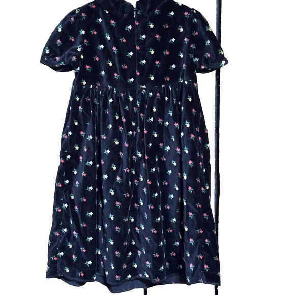 Gymboree Black Vintage Velour Black Flower Dress Size Small Peter Pan Collar - Picture 2 of 9